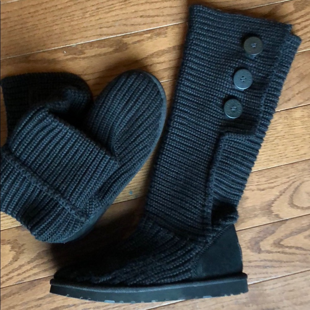Ugg Cardy Crochet Boots size 8 Black